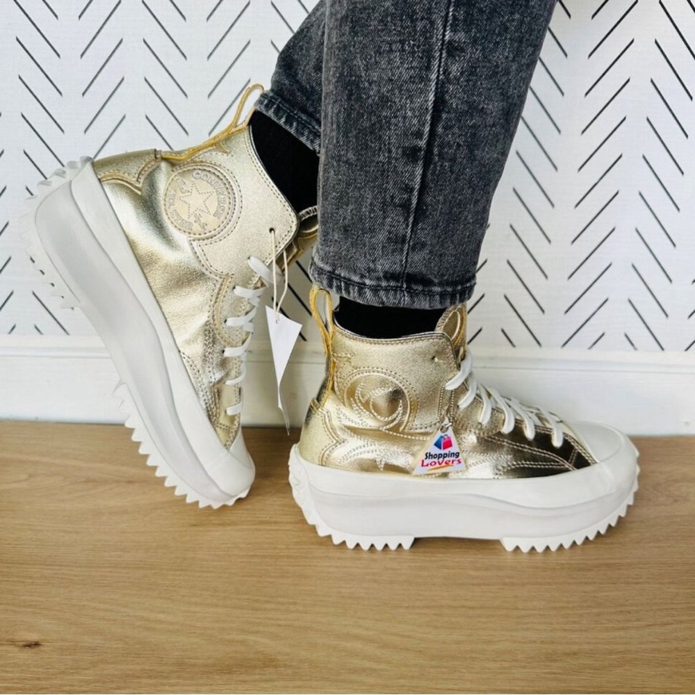 ❤️ NIB! Converse Run Star Hike Hi Western Gold Platform Sneakers, W9.5 M8